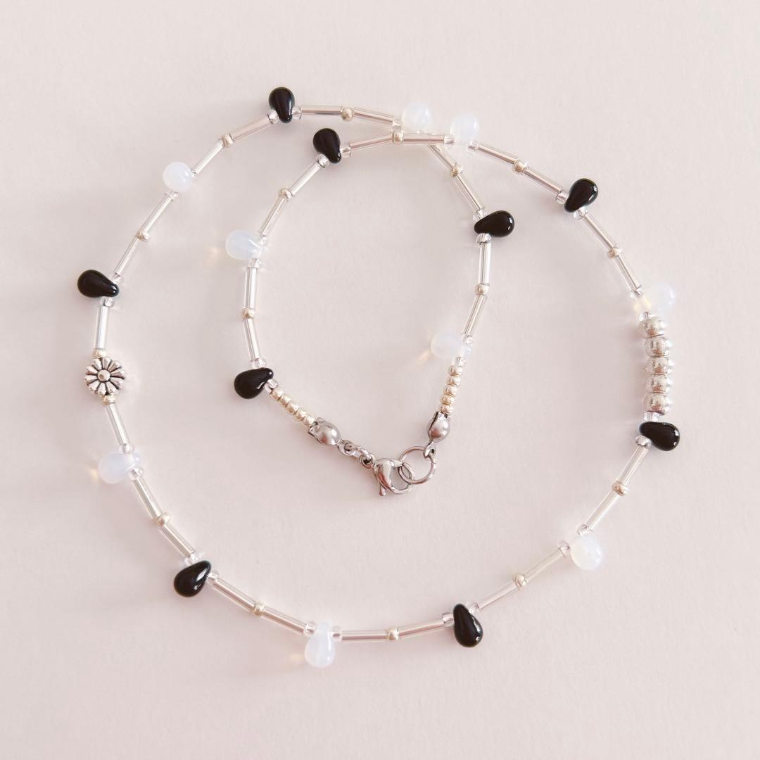 no.389／a'moureveビーズネックレス 金属アレルギー対応