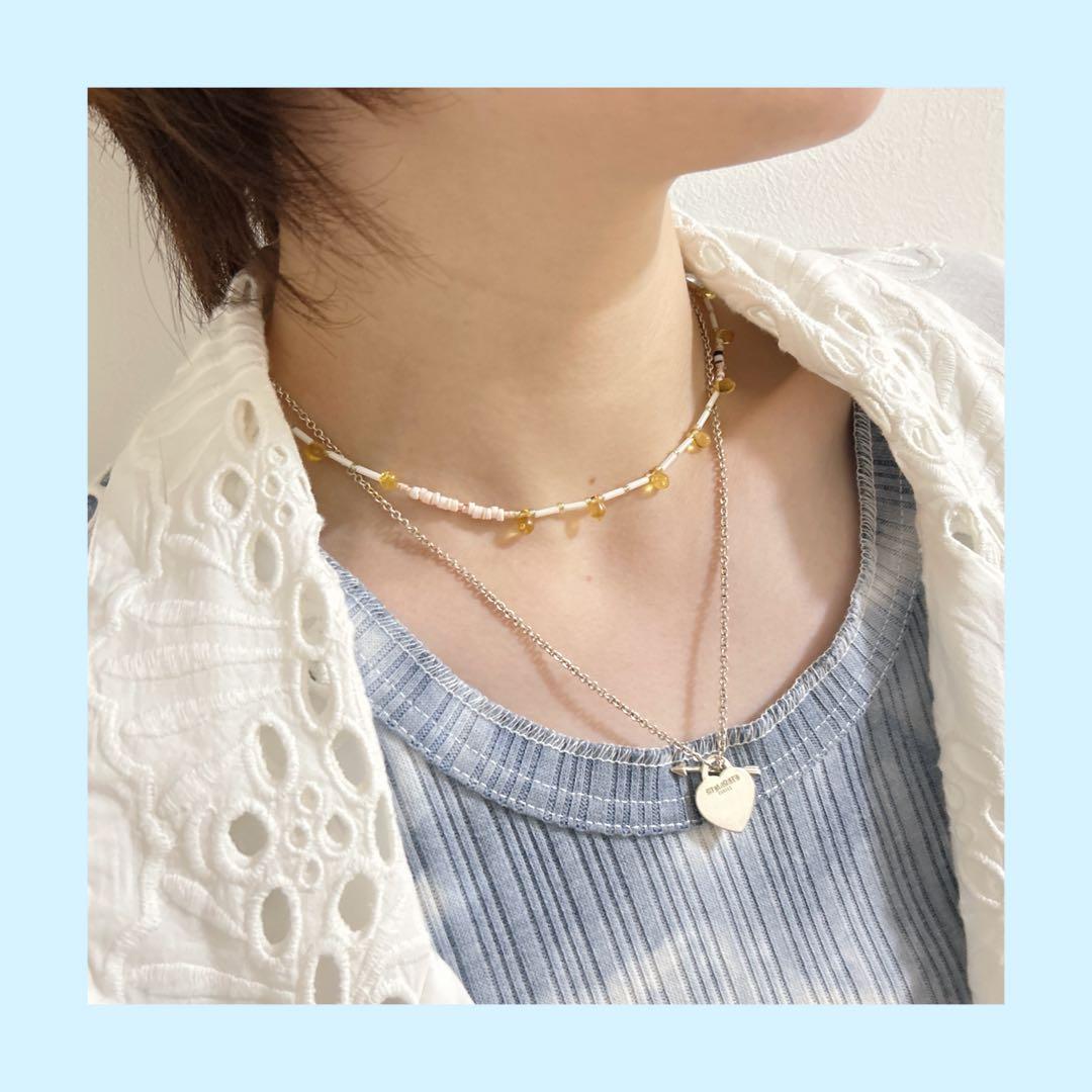 no.389／a'moureveビーズネックレス 金属アレルギー対応