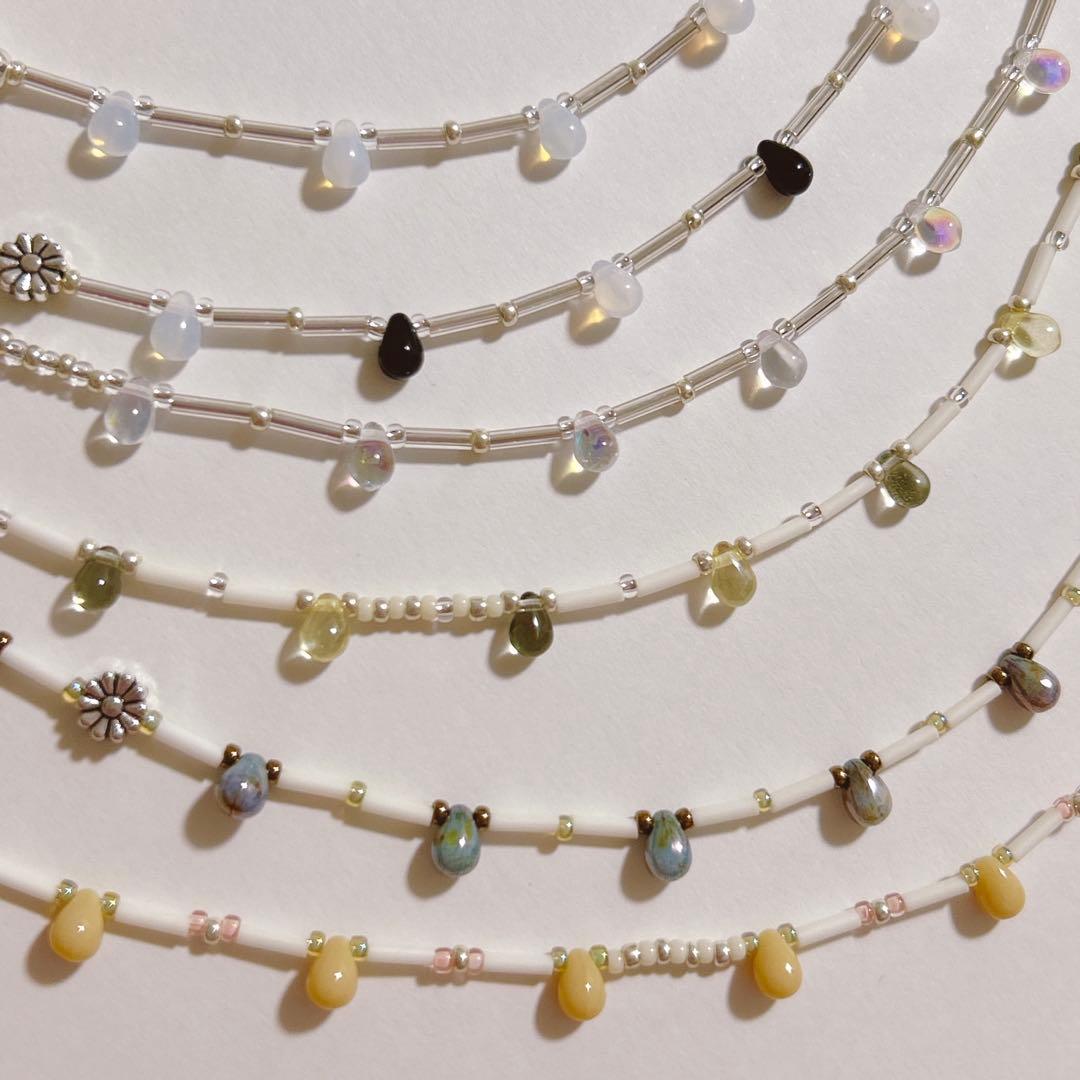 no.389／a'moureveビーズネックレス 金属アレルギー対応