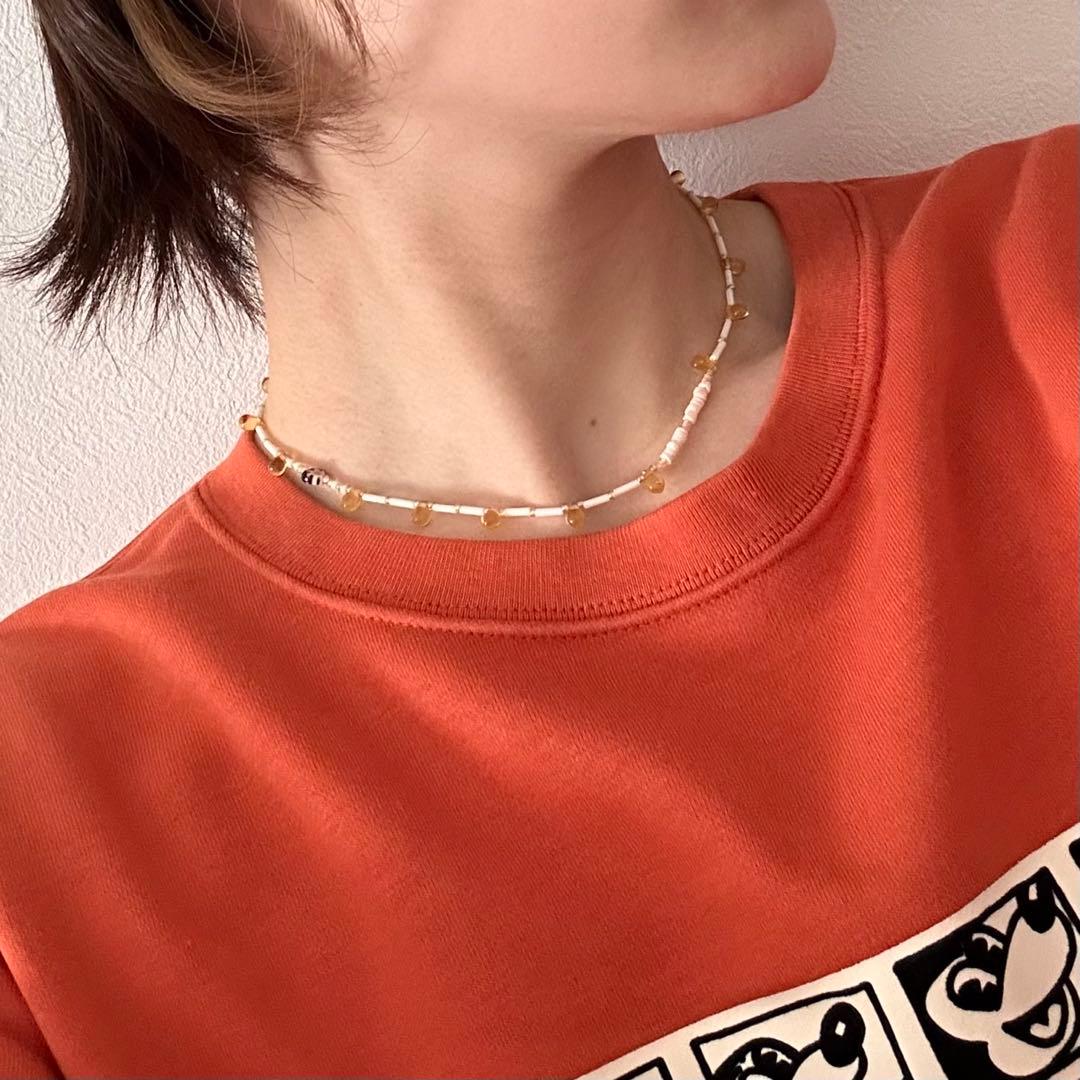 no.389／a'moureveビーズネックレス 金属アレルギー対応