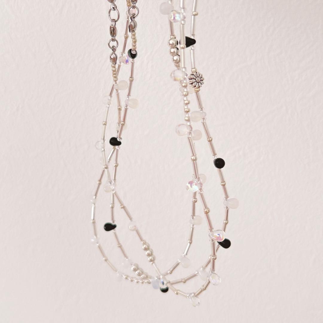 no.389／a'moureveビーズネックレス 金属アレルギー対応