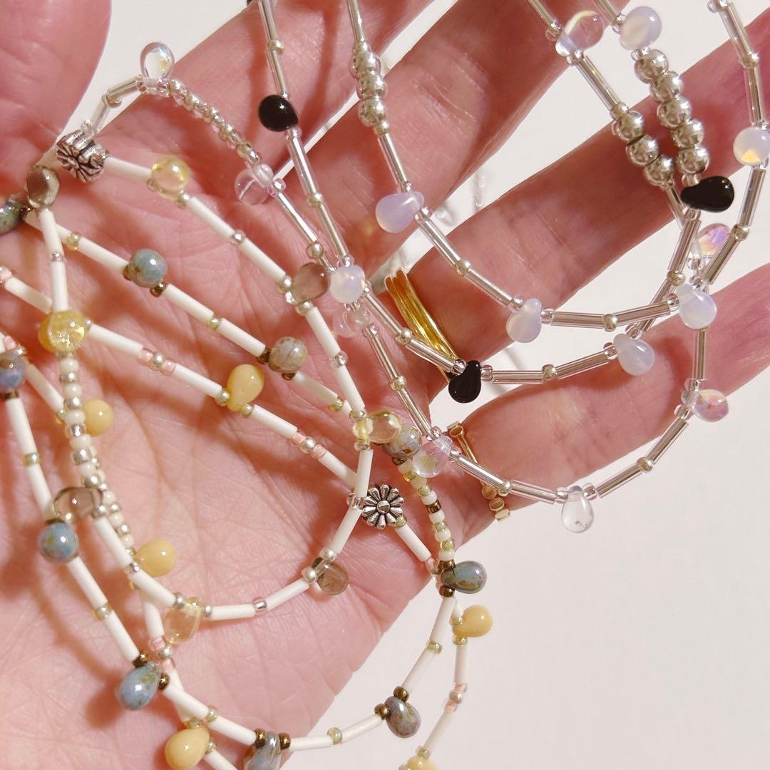 no.389／a'moureveビーズネックレス 金属アレルギー対応