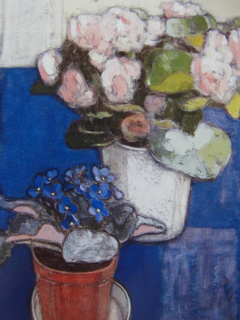 松田 環、「ふたつの花（セントポーリアとベコニア）」、希少画集・額装画