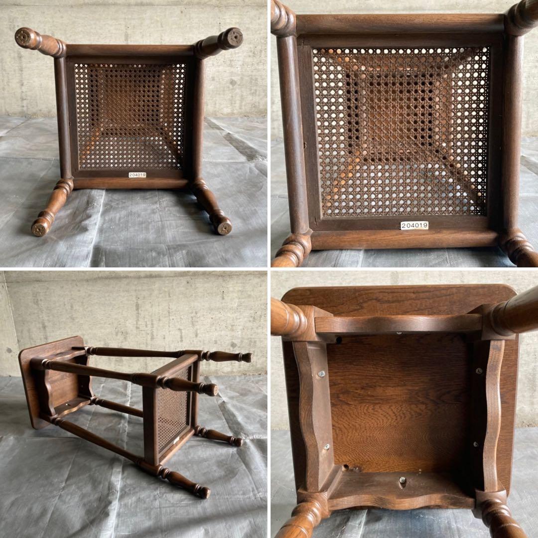 カリモク グランドコロニアル サイドテーブル 電話台 花台 木製 籐編み レトロ