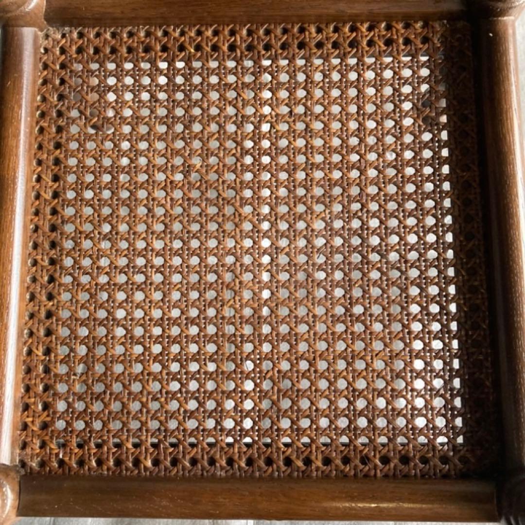 カリモク グランドコロニアル サイドテーブル 電話台 花台 木製 籐編み レトロ