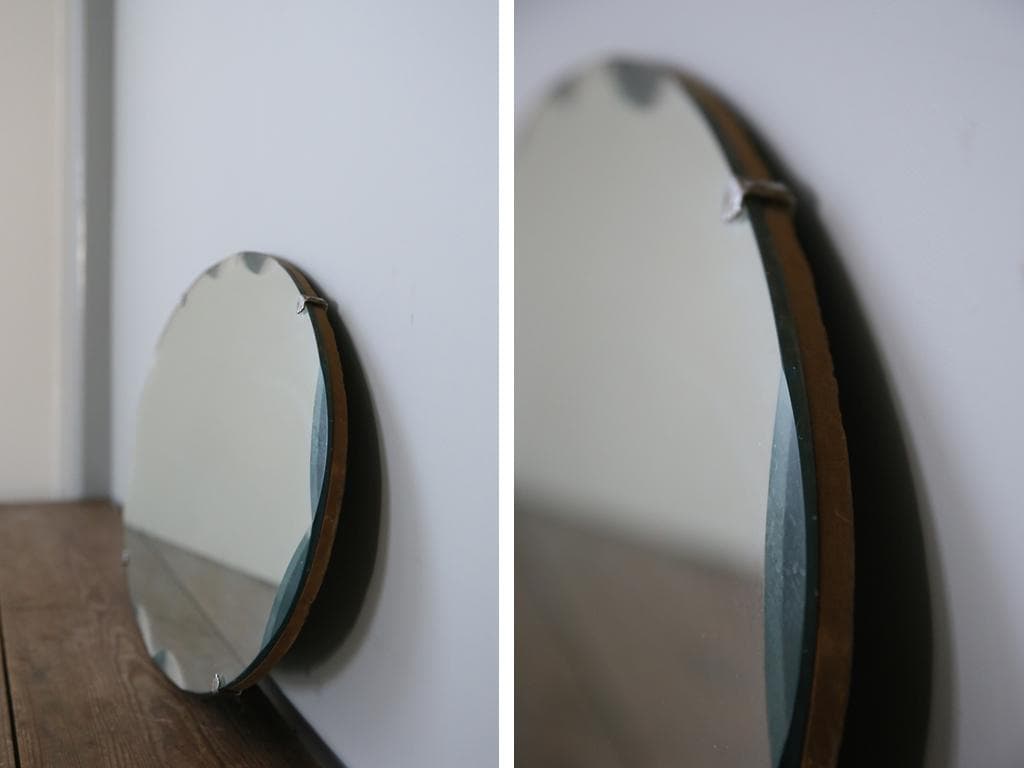 英国アンティーク壁掛けカッティングミラー/ベベルドミラー/鏡(87-94-3)