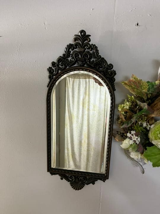 壁掛け 鏡 ミラー インテリア アンティーク ビンテージ アイアン 鉄製