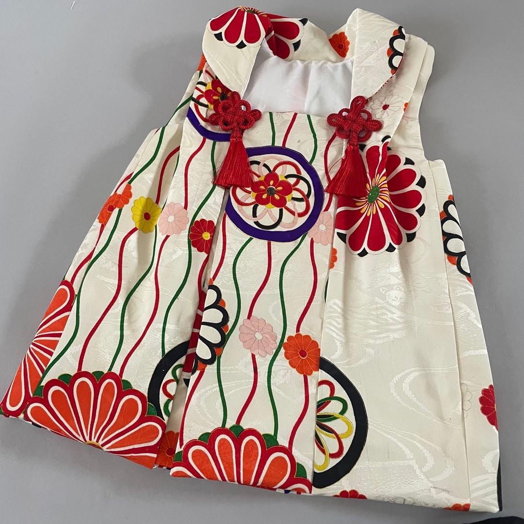 ハンドメイド　七五三　3歳　女の子　アンティークの被布　巾着セット