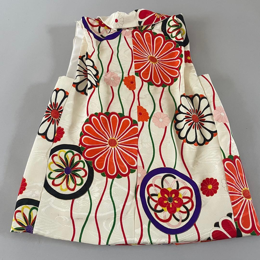 ハンドメイド　七五三　3歳　女の子　アンティークの被布　巾着セット