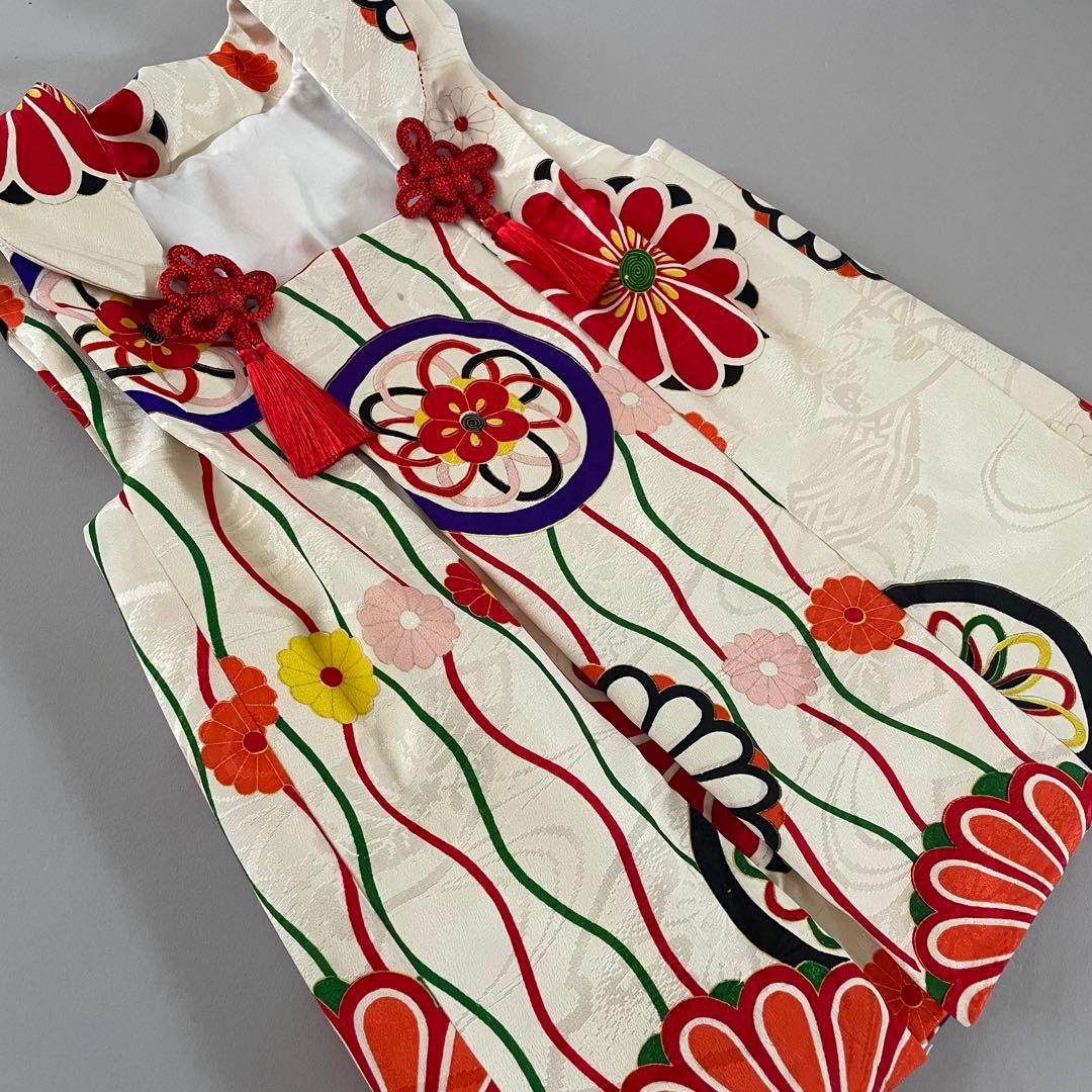 ハンドメイド　七五三　3歳　女の子　アンティークの被布　巾着セット