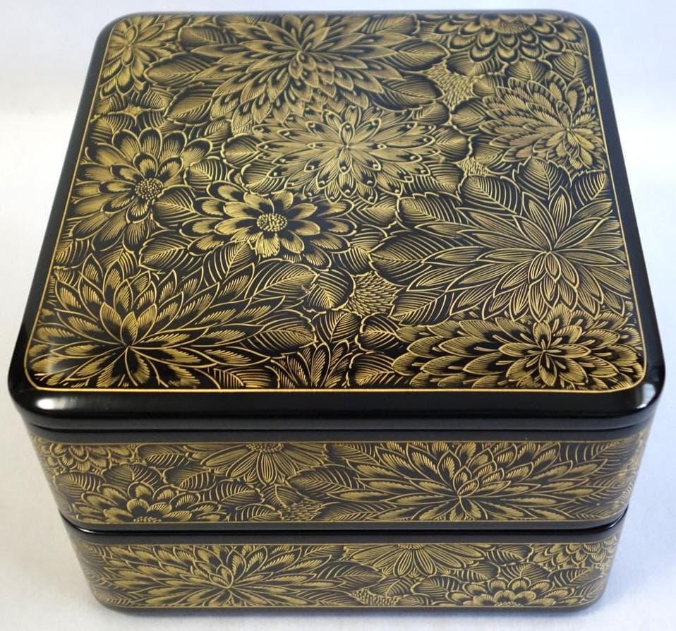 輪島塗 沈金菊花文様 二段重箱 - メルカリ