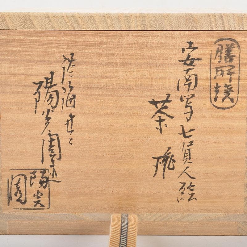 茶道具 膳所焼 淡海ぜぜ 陽炎園造 安南写 七賢人絵 茶碗 共