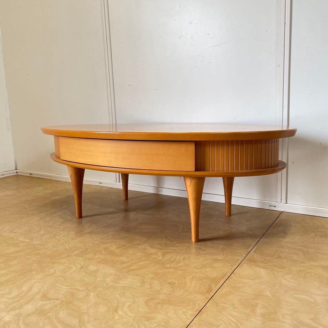 蛇腹 引き出し 楕円テーブル オーバルテーブル ローテーブル 北欧スタイル