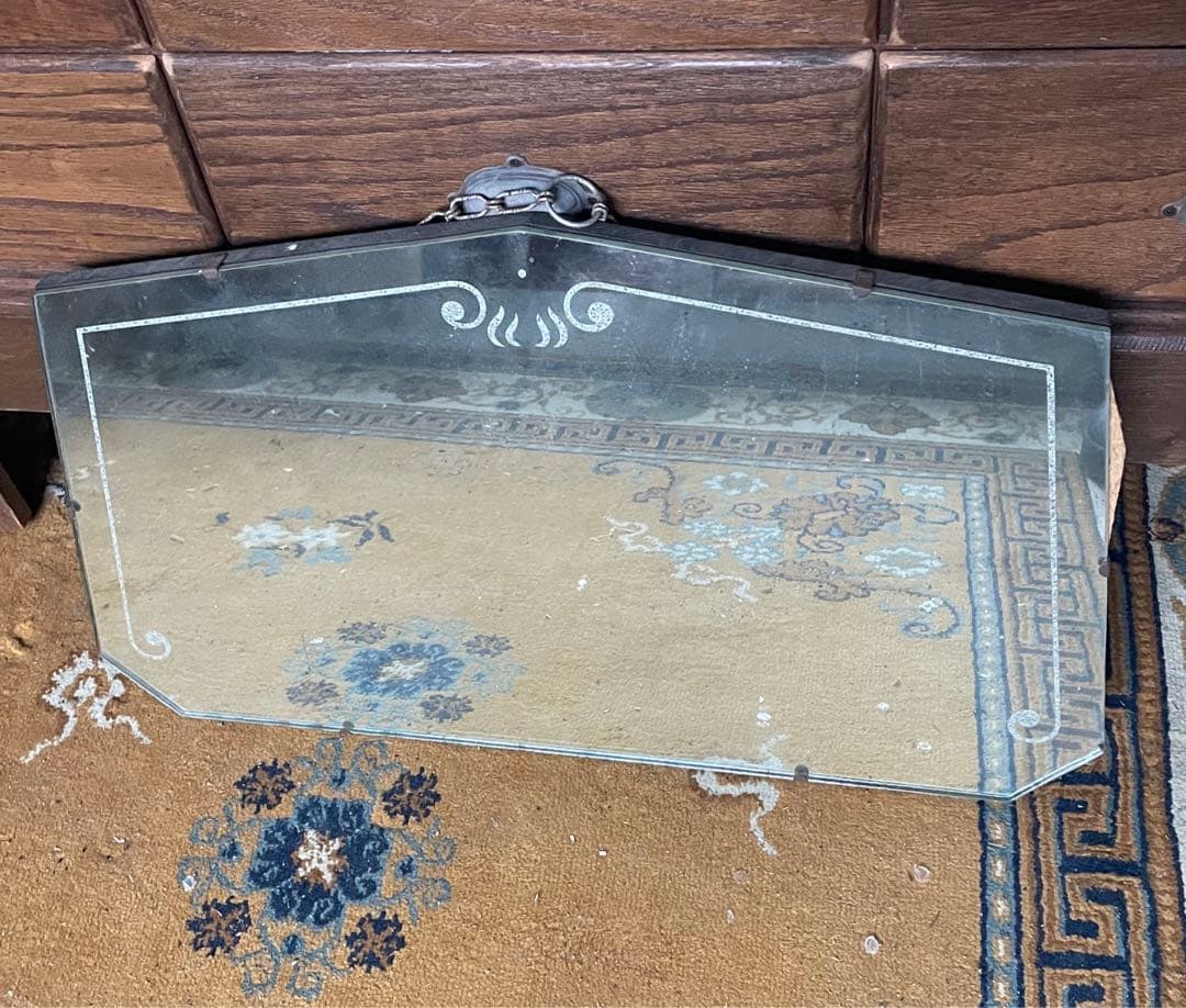 稀少/アンティーク/イギリス製/壁掛けミラー/カッティングミラー/ミラー/鏡