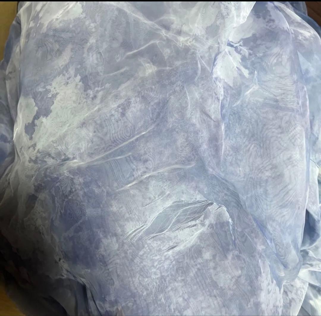 8枚セット 遮光2級オーダーカーテン ガゼット ブルー 青白 花柄