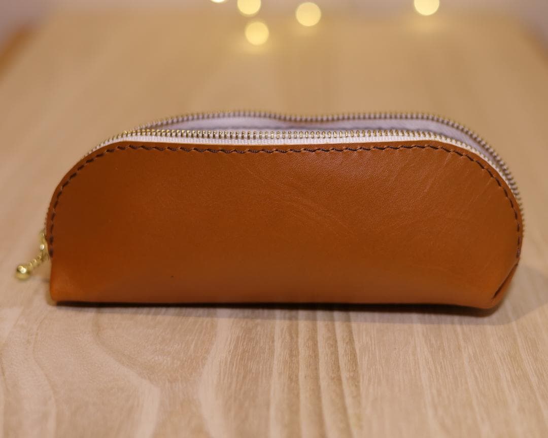 【やまー】新品　ペンケース　黒革　YKKエクセラ