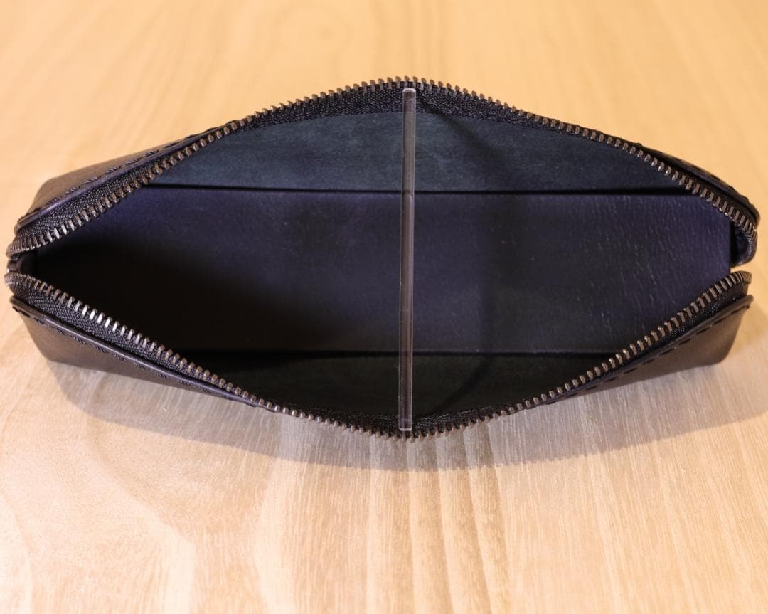 【やまー】新品　ペンケース　黒革　YKKエクセラ
