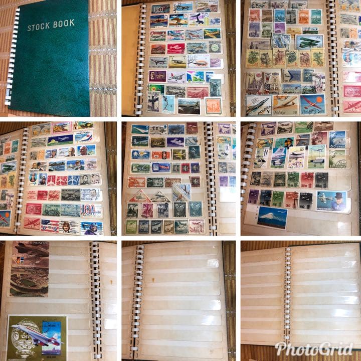 飛行機切手 世界各地160種！小型シート2種も！ストックブック収納