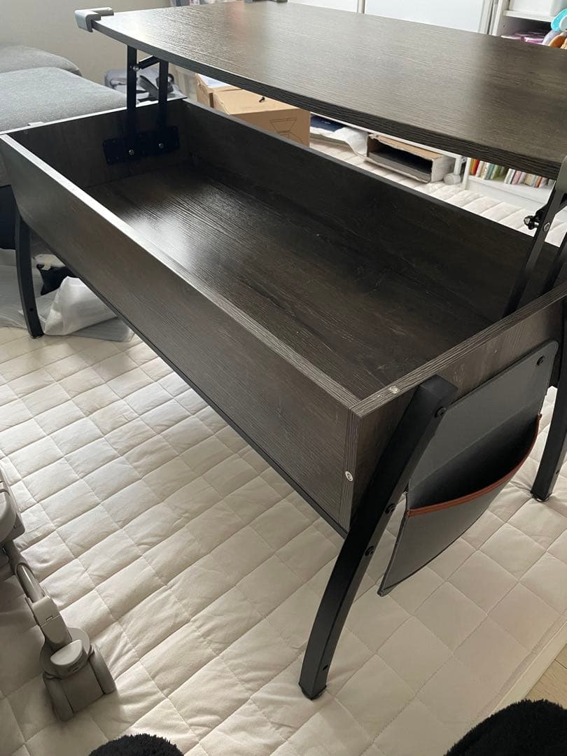 ダークグレー 昇降式センターテーブル 106cm