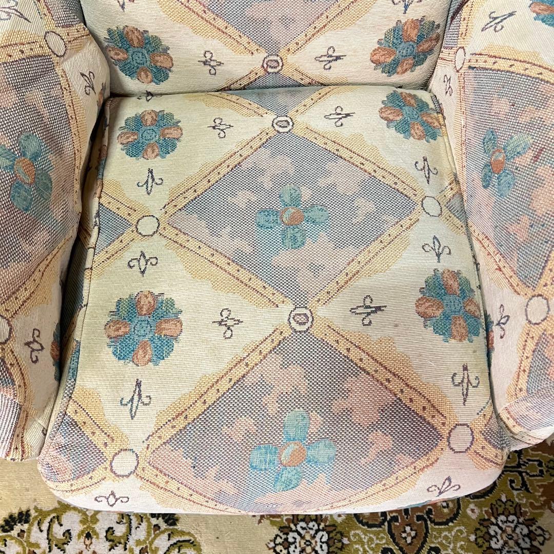 ꧁クラシック家具꧂1人掛けソファ アームソファ アンティーク 王宮 パッチワーク