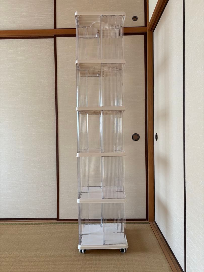 回転式本棚収納ラック 5段　キャスター付き