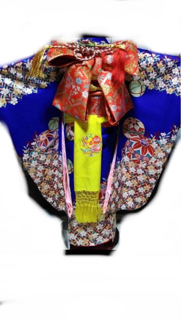 女の子　七五三 お着物セット　7歳　青