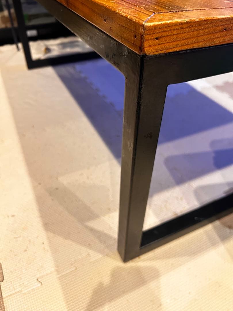 インダストリアルブランチ　ローテーブル　無垢天板