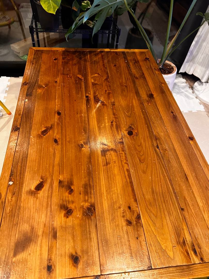 インダストリアルブランチ　ローテーブル　無垢天板