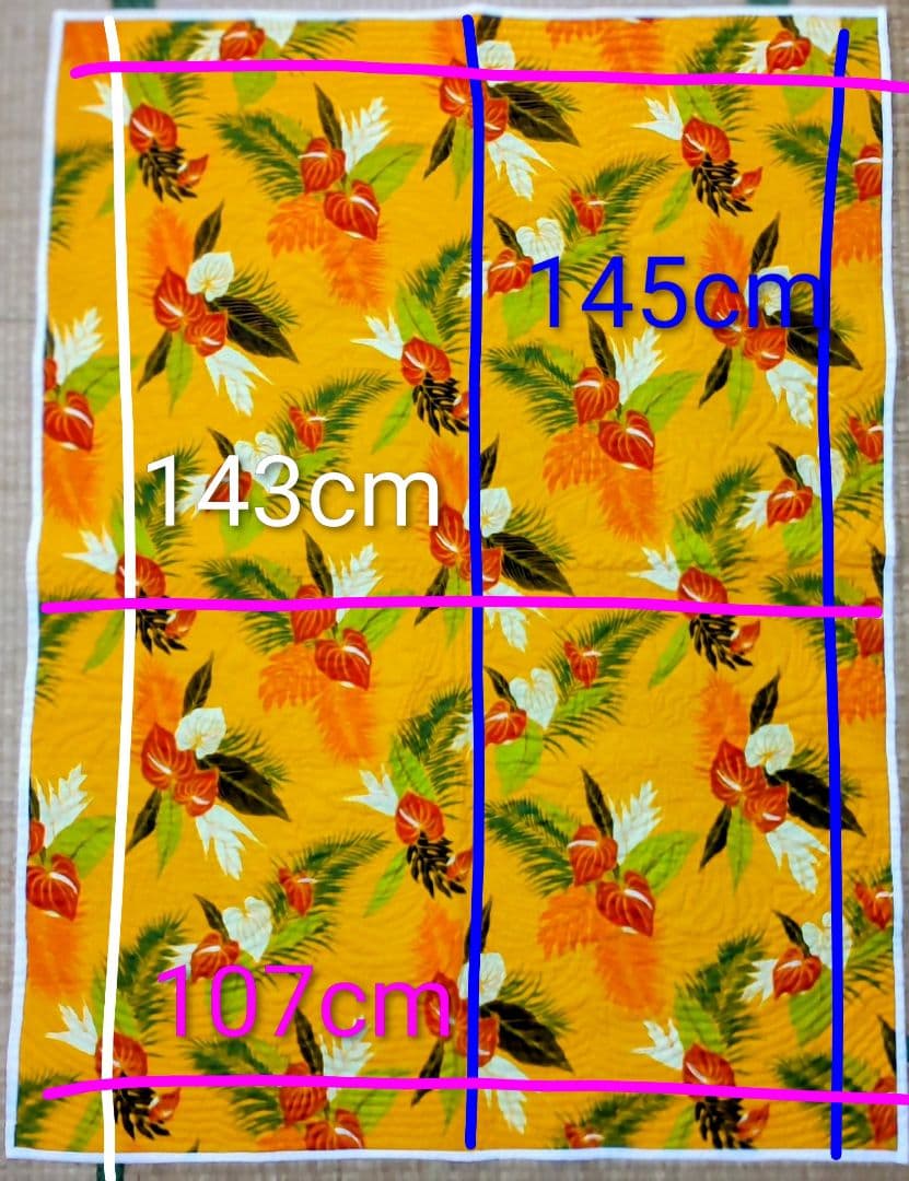 ハワイアンキルトタペストリー ハンドメイド ベッドカバー ソファーカバー フラ