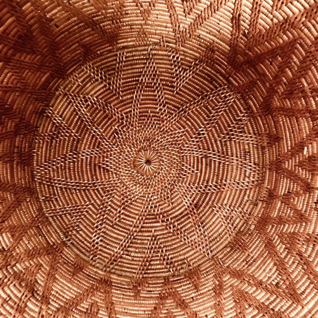 アタ製　フタ付大型カゴ　バスケット小物入れ　中古品