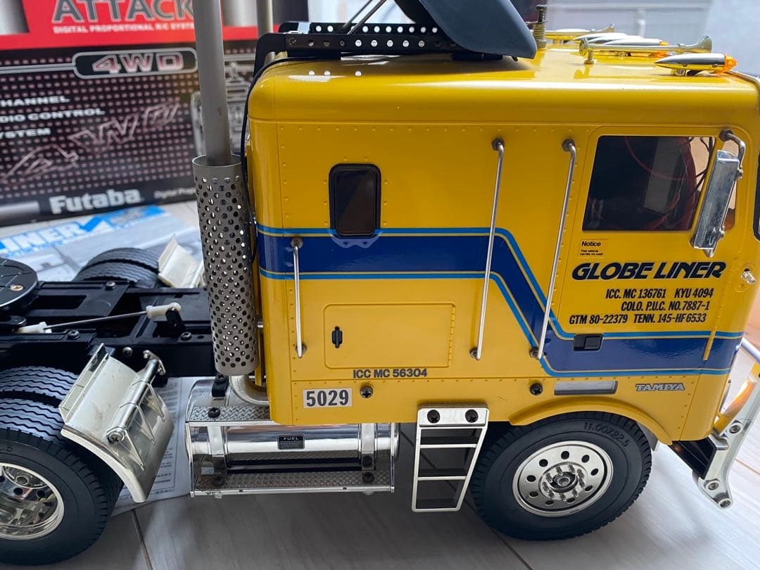 完成品3速ギアタミヤRC1/14 グローブライナーフラットヘッド6×4フルセット