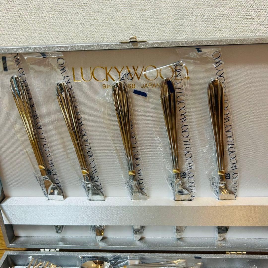 ラッキーウッド カトラリーセット　（金彩）ディナーセット〈25本〉