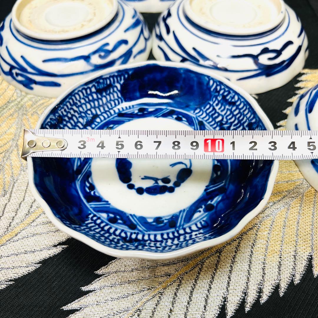 有田焼　古伊万里　染付　深皿　5客　江戸時代　時代物