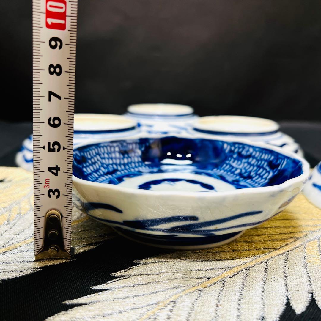 有田焼　古伊万里　染付　深皿　5客　江戸時代　時代物