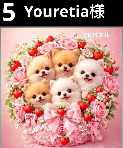 オーダーページ ハンカチ131 花ブーケわんこ柄 ハンドメイド2/15