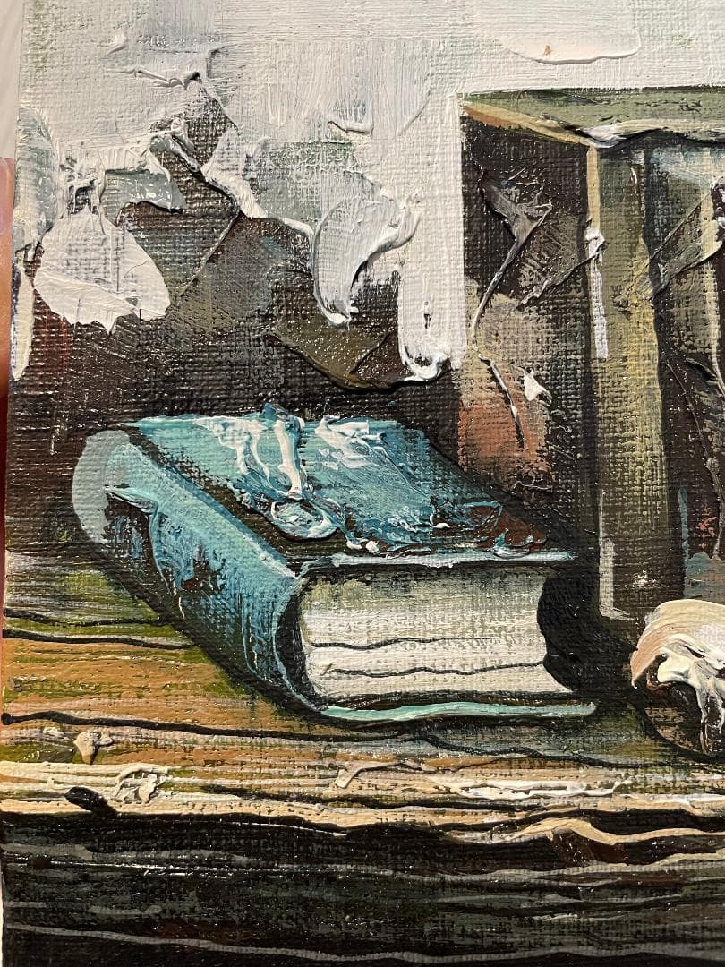 「真作」竹内敏彦『写真機』 静物画　油彩画　額装　サイン有り　F6号