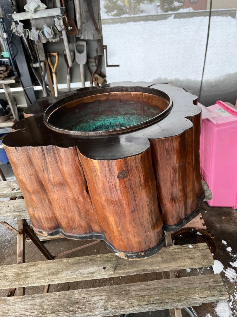 火鉢、くりぬき火鉢、超特大切り株火鉢、直径60センチ、囲炉裏、座卓、テーブル、