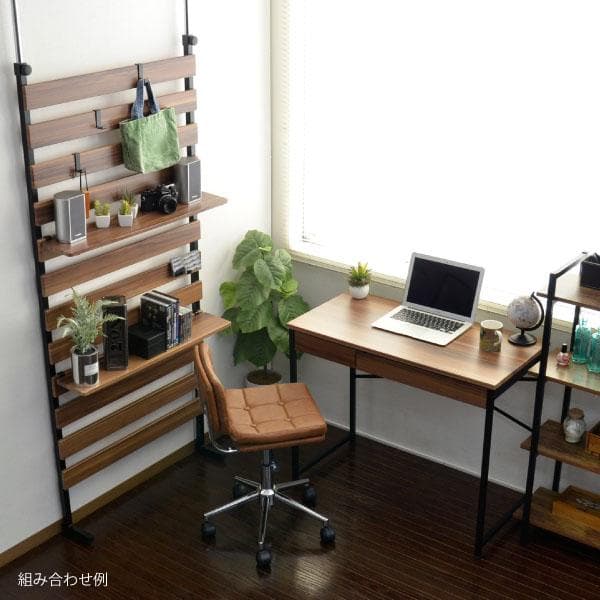 《新品・送料無料》90幅デスク+つっぱり伸縮パネル 2点セット