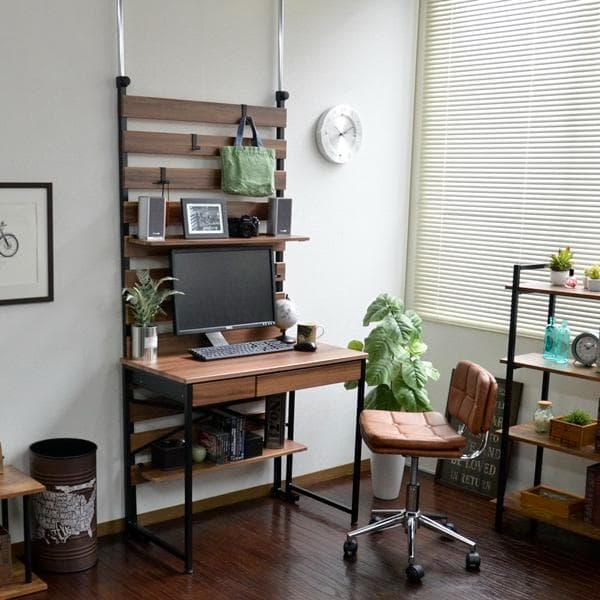 《新品・送料無料》90幅デスク+つっぱり伸縮パネル 2点セット