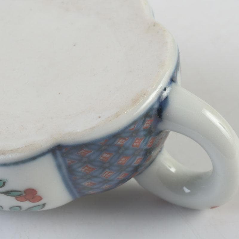 京焼 平安丹祐造 色絵 草花文 水滴 共箱 V 9686