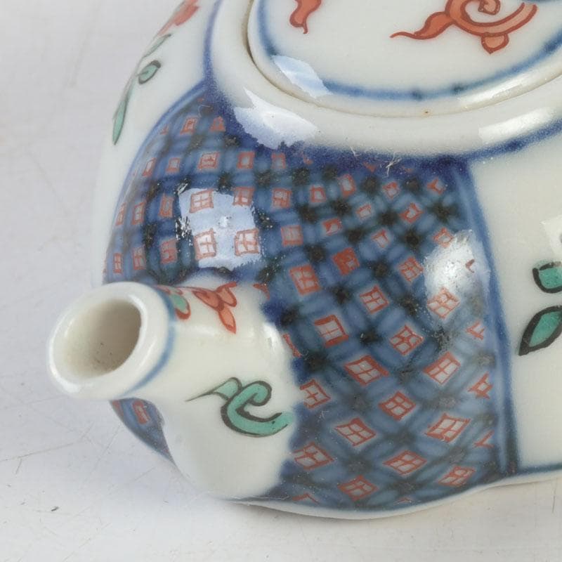 京焼 平安丹祐造 色絵 草花文 水滴 共箱 V 9686