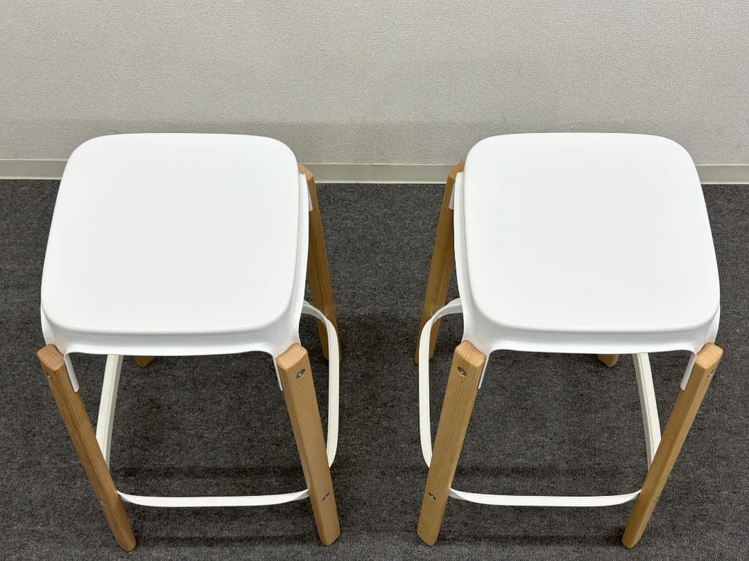 ■マジス■スティールウッド　スツール　2脚セット　高さ68cm　カウンターチェア