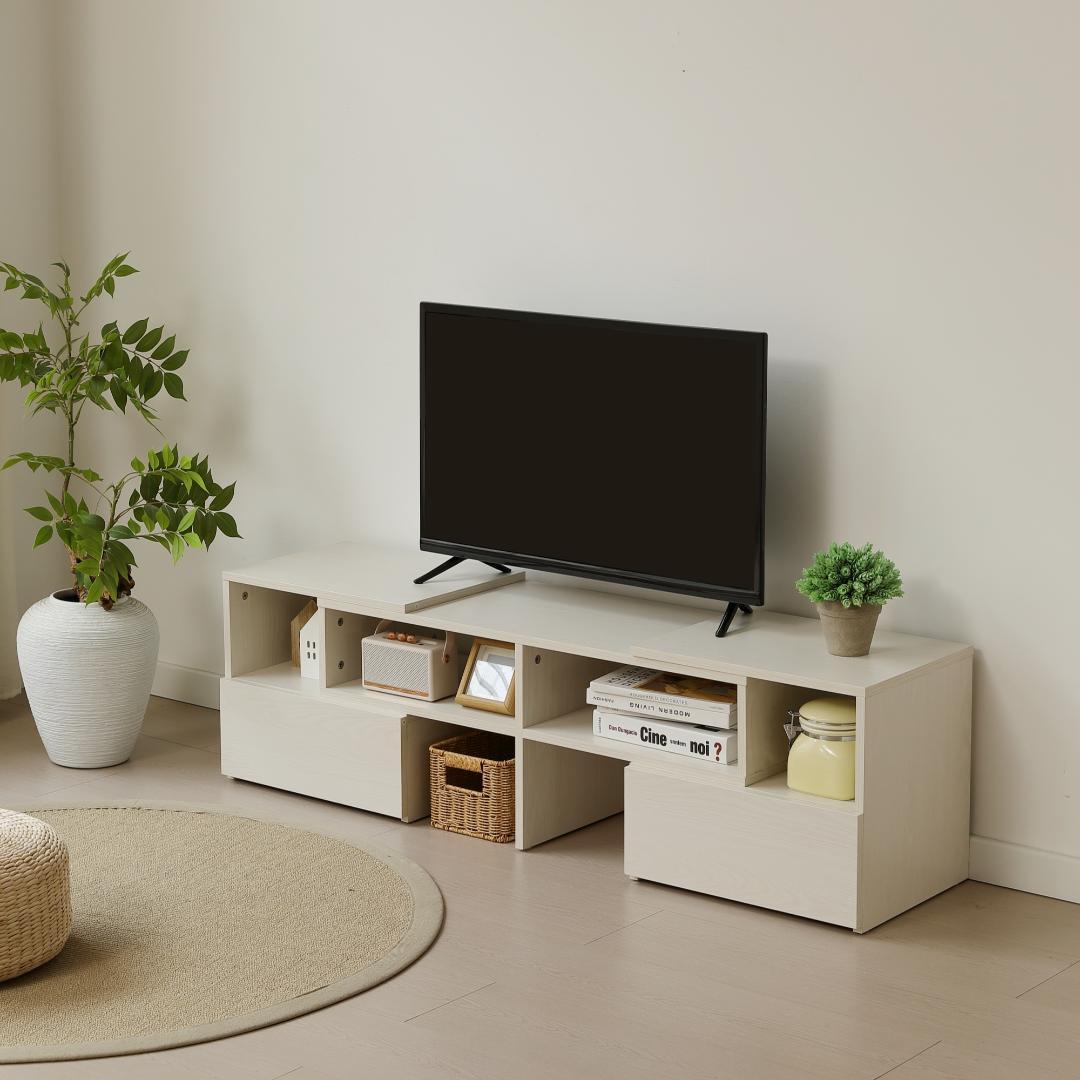 超人気！テレビ台 ローボード 伸縮自由 幅93～172cm 高38　WHITE