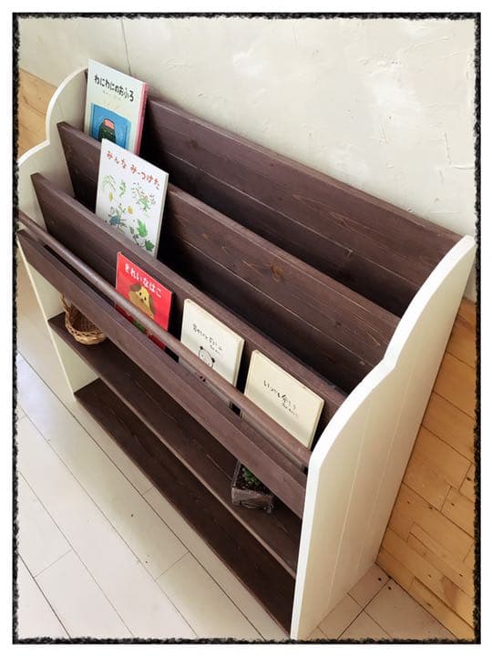 ハンドメイド マガジンラック 本棚 絵本ラック 収納棚 天然木製 手作り