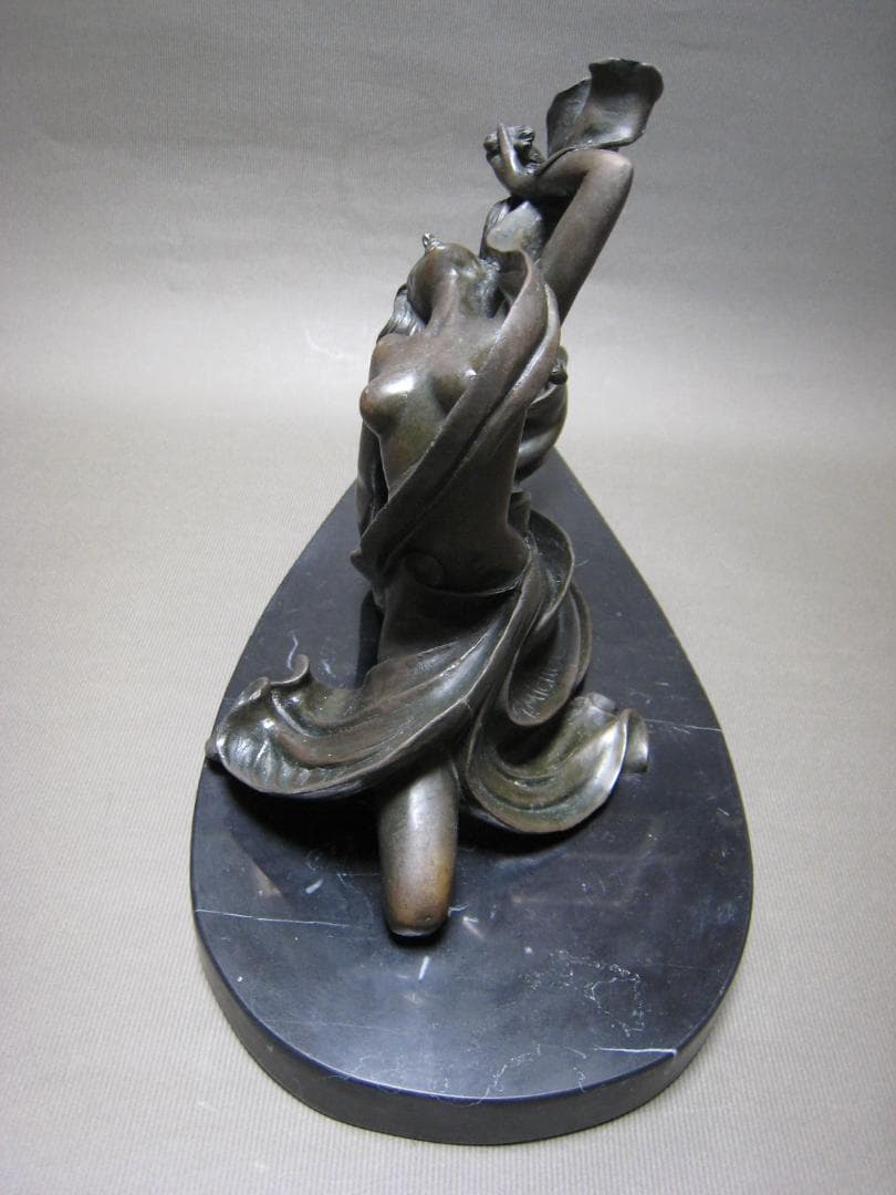 ブロンズ像 舞女 G. Michiel 銅像 インテリア 大理石台座 38cm