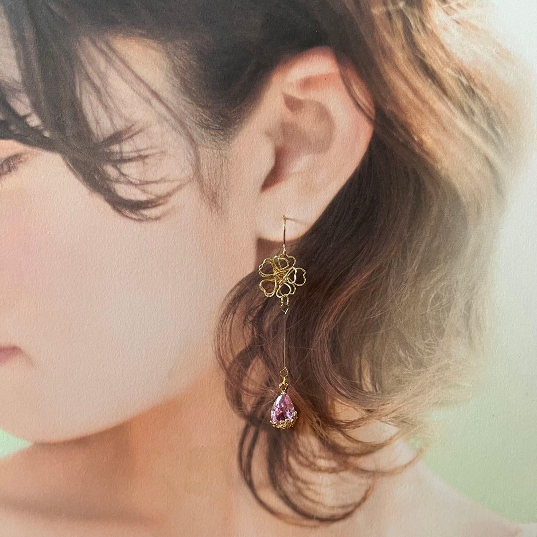 ☆❤️ 雫　花　ワイヤー　桜　しずく　ジルコニア　ピアス　イヤリング　ハンドメイド