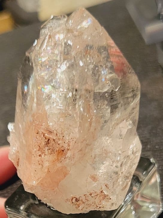 月末特価！入手困難！！ヒマラヤ！超レア！虹キラキラピンクマニハール水晶原石