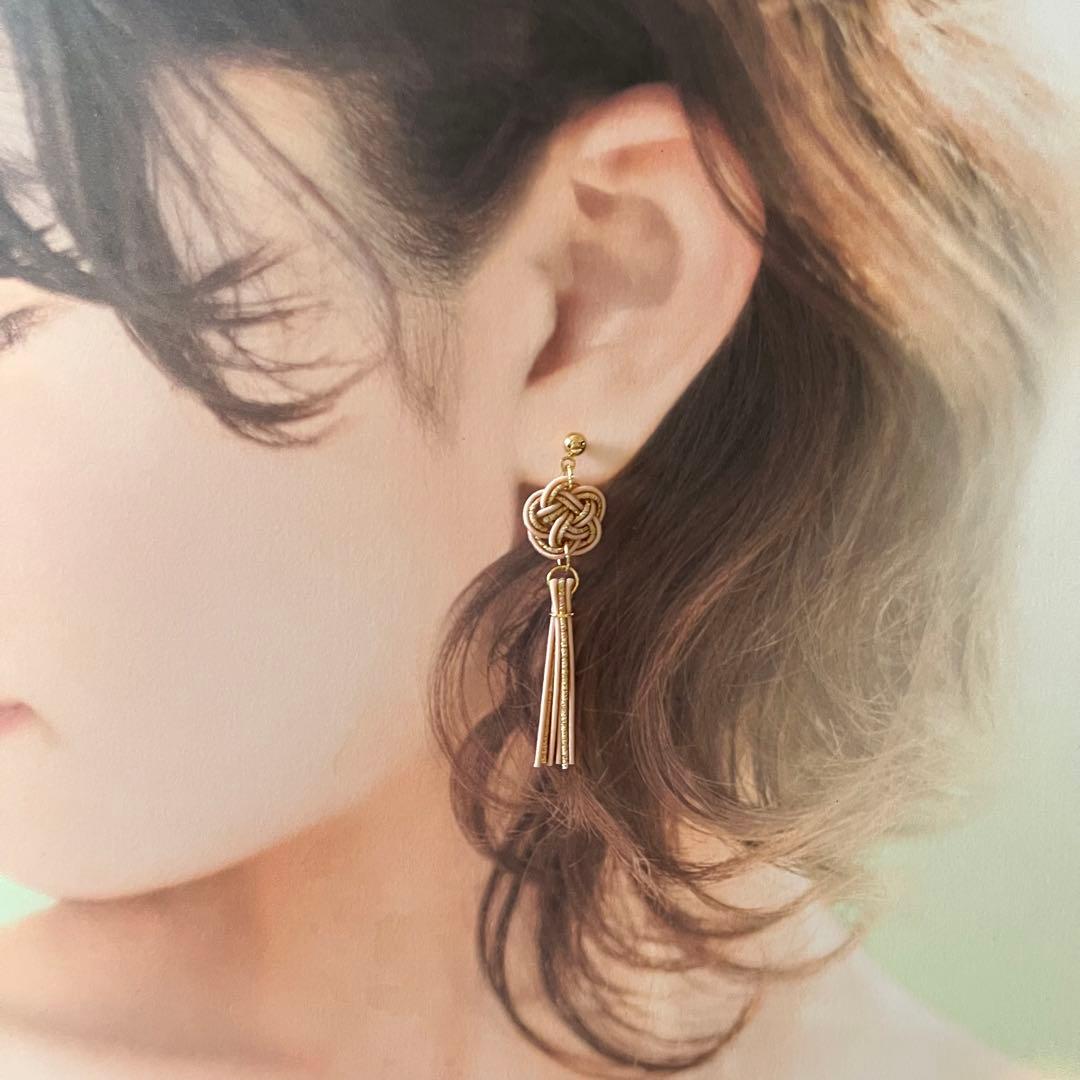 ☆❤️ 水引き　水引　梅結び　桜色　タッセル　ピアス　イヤリング　ハンドメイド