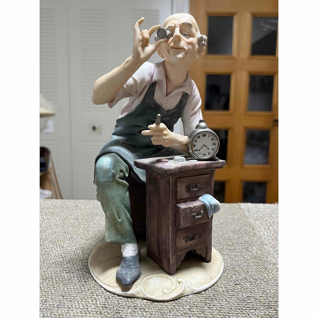 カポディモンテ 時計職人のヴィンテージ陶器彫刻 イタリア 1950 年代