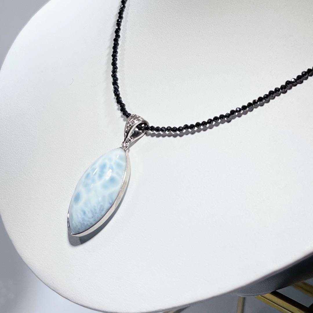 ラリマーペンダントブラックスピネルネックレスNO25-1708